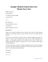 Sample &quot;Medical School Interview Thank You Letter&quot;