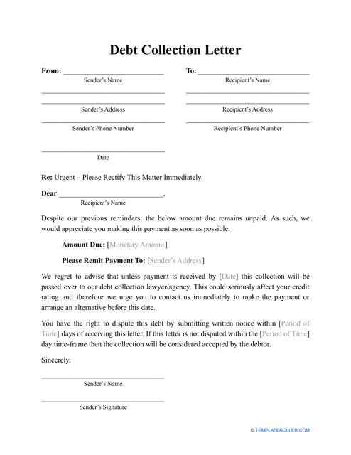 Debt Collection Letter Template Download Pdf