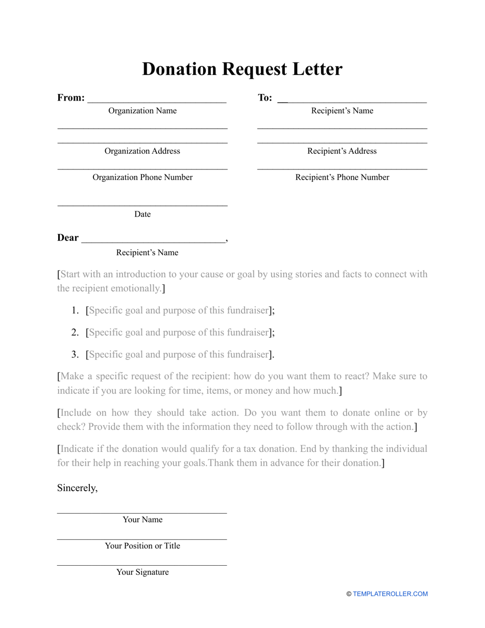 Donation Request Letter Template Download Printable PDF Templateroller