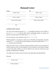 Document preview: Demand Letter Template