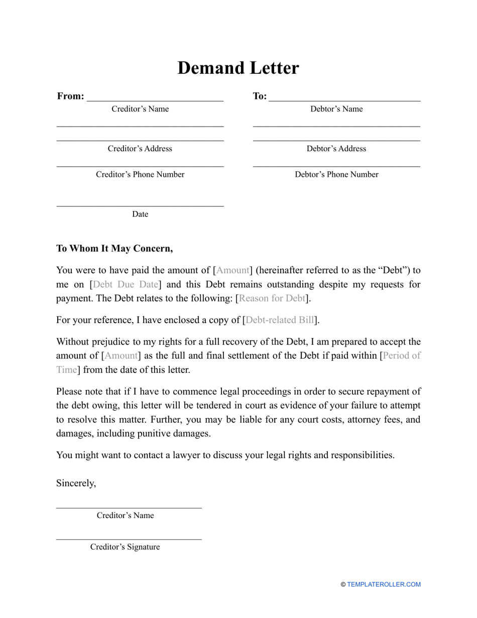 Demand Letter Template Download Printable PDF Templateroller