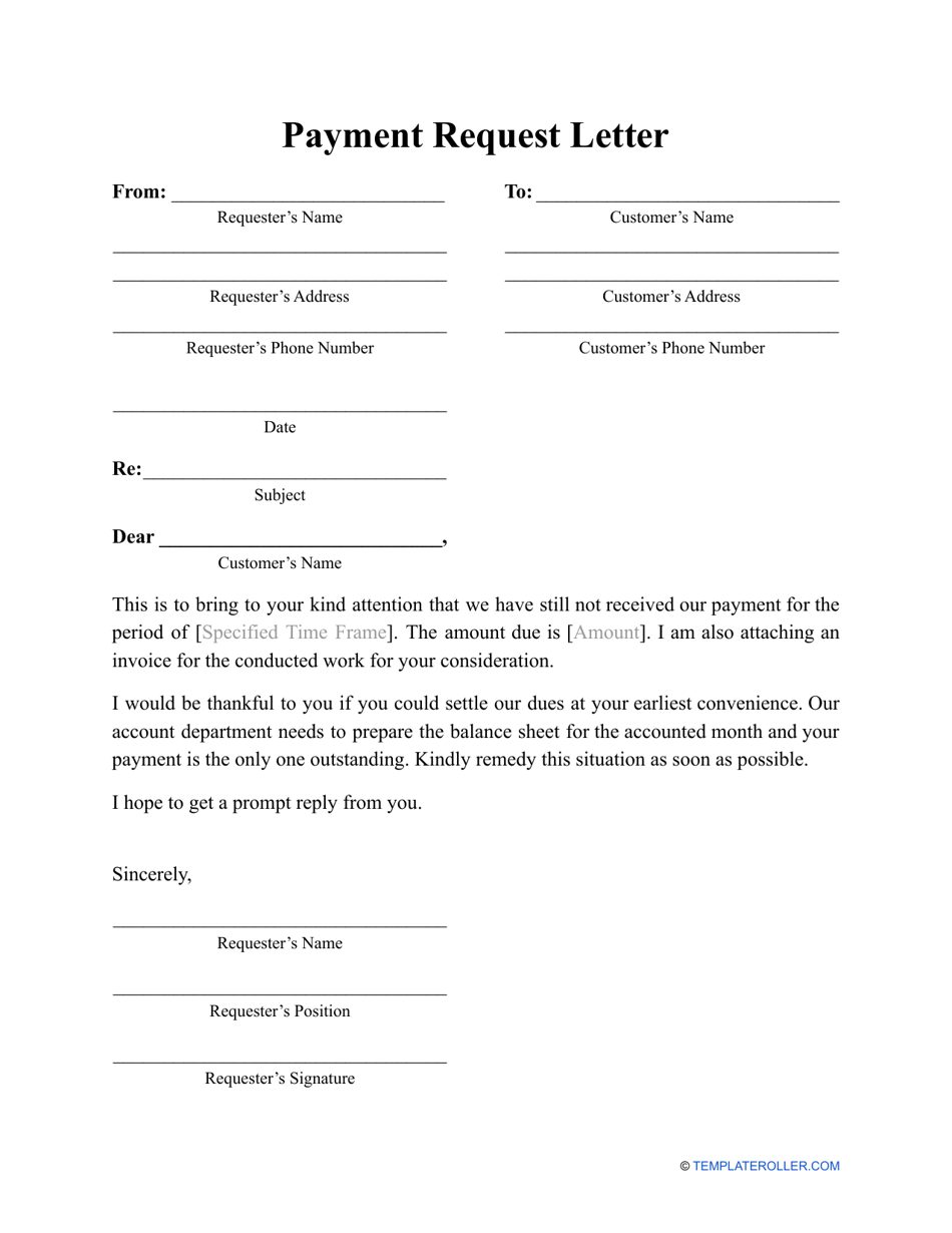 Payment Request Letter Template Download Printable PDF