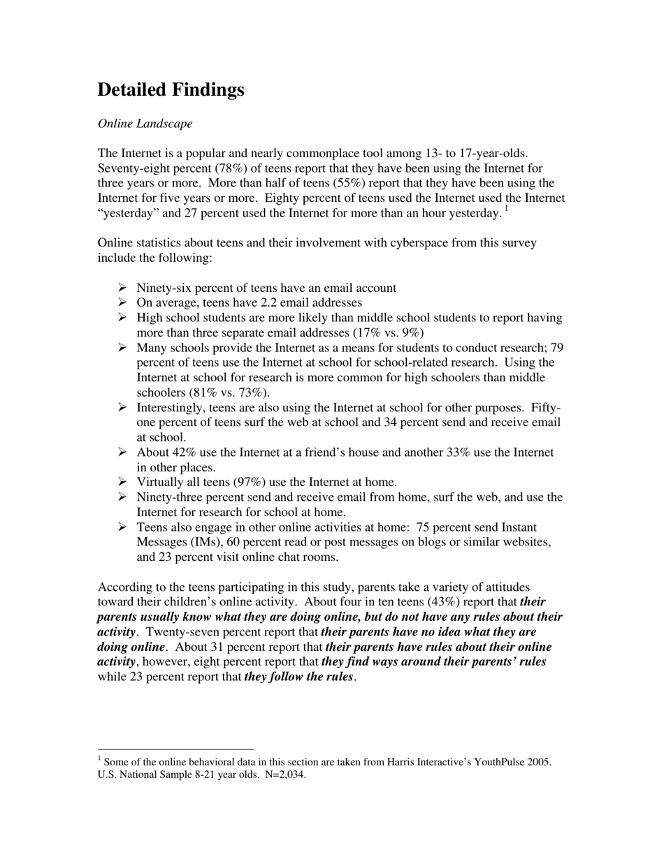 Teens and Cyberbullying: Executive Summary of a Report on Research - National Crime Prevention Council, Page 5