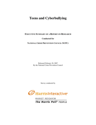Document preview: Teens and Cyberbullying: Executive Summary of a Report on Research - National Crime Prevention Council