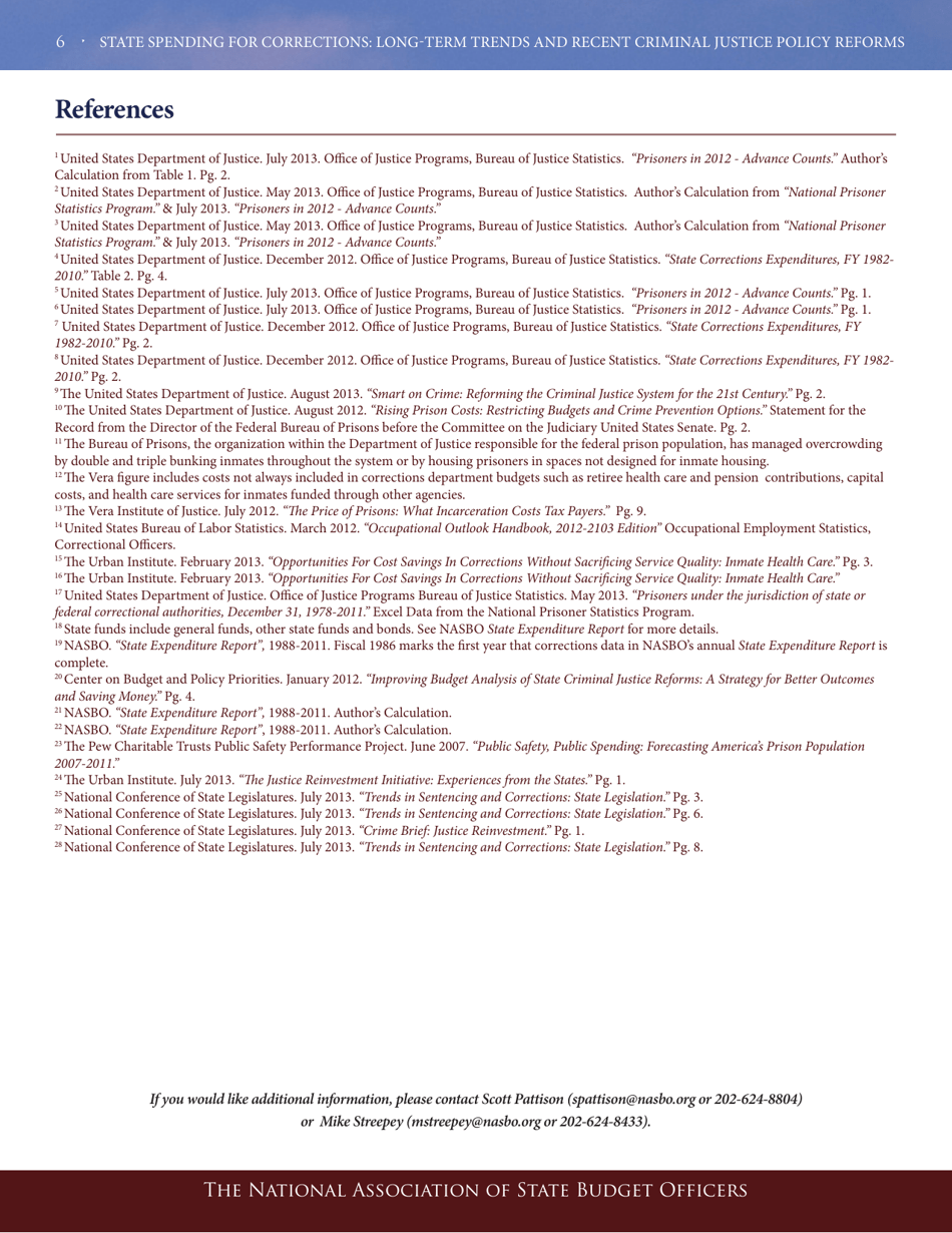 State Spending for Corrections: Long-Term Trends and Recent Criminal Justice Policy Reforms - the National Association of State Budget Officers, Page 6