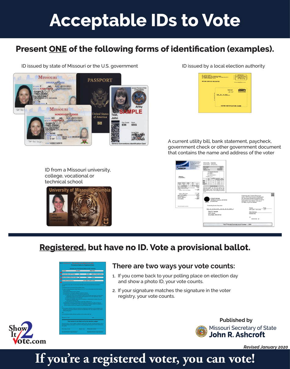Missouri Acceptable Ids to Vote Fill Out, Sign Online and Download