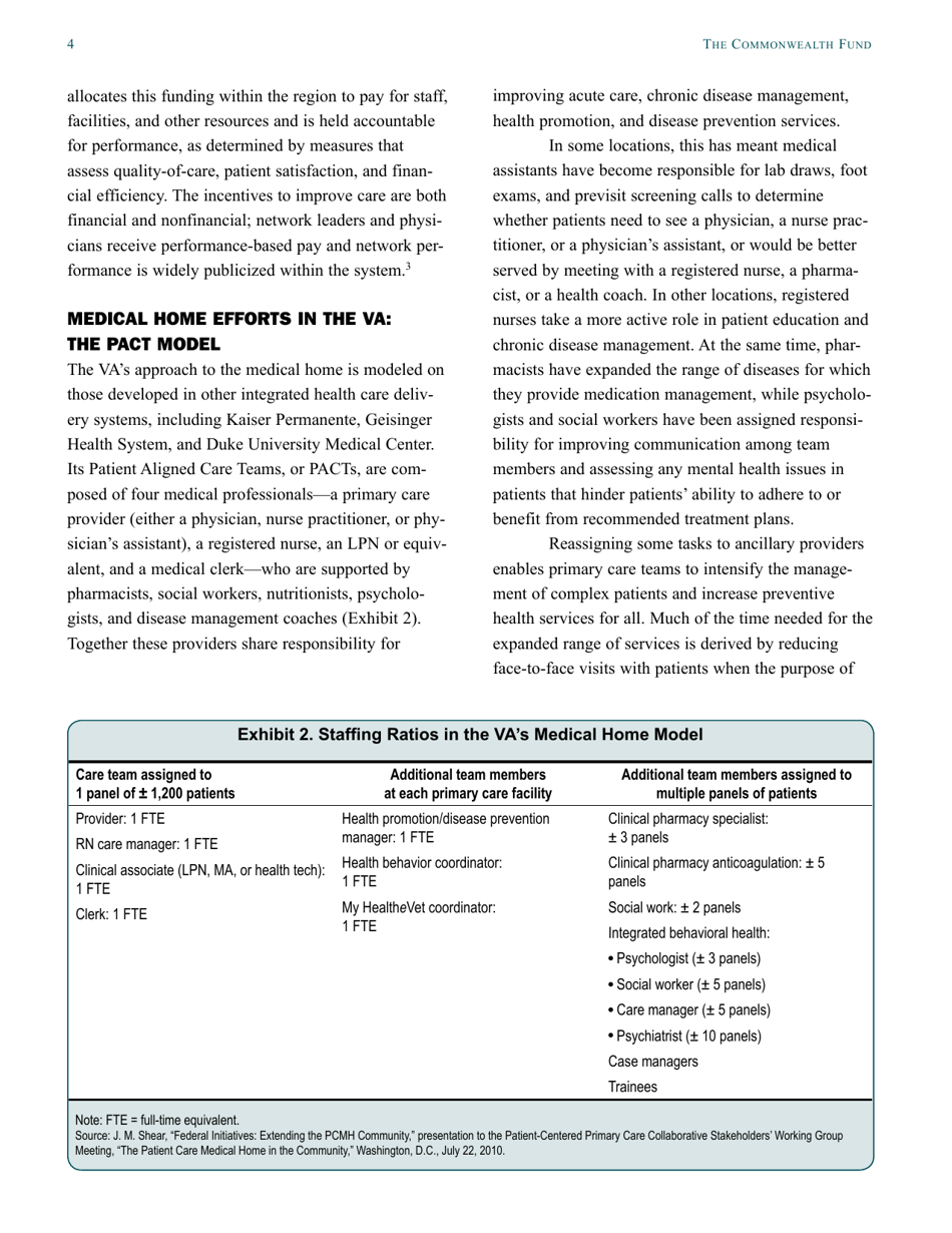 The Veterans Health Administration: Implementing Patient-Centered Medical Homes in the Nations Largest Integrated Delivery System - the Commonwealth Fund Case Study, Page 4