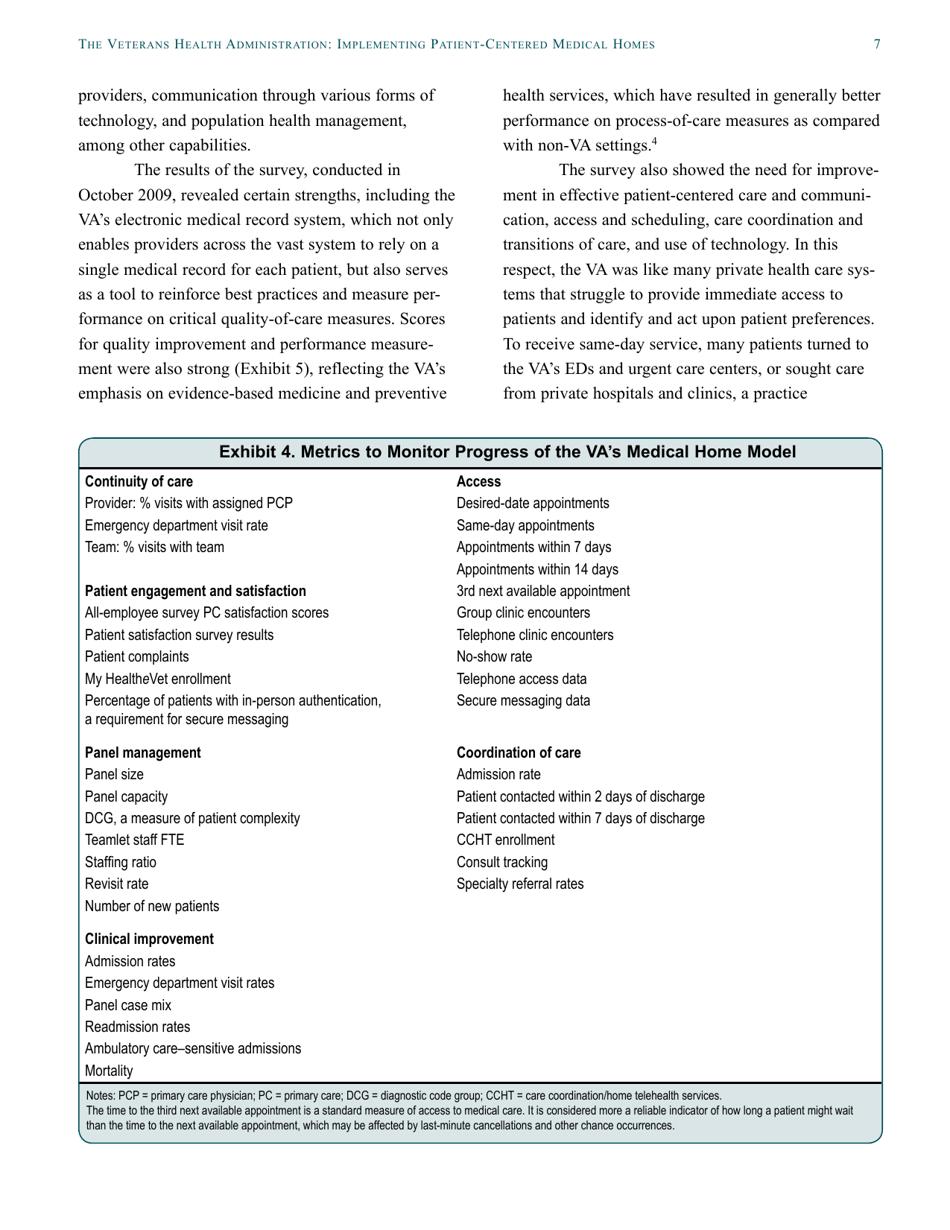 The Veterans Health Administration: Implementing Patient-Centered Medical Homes in the Nations Largest Integrated Delivery System - the Commonwealth Fund Case Study, Page 7