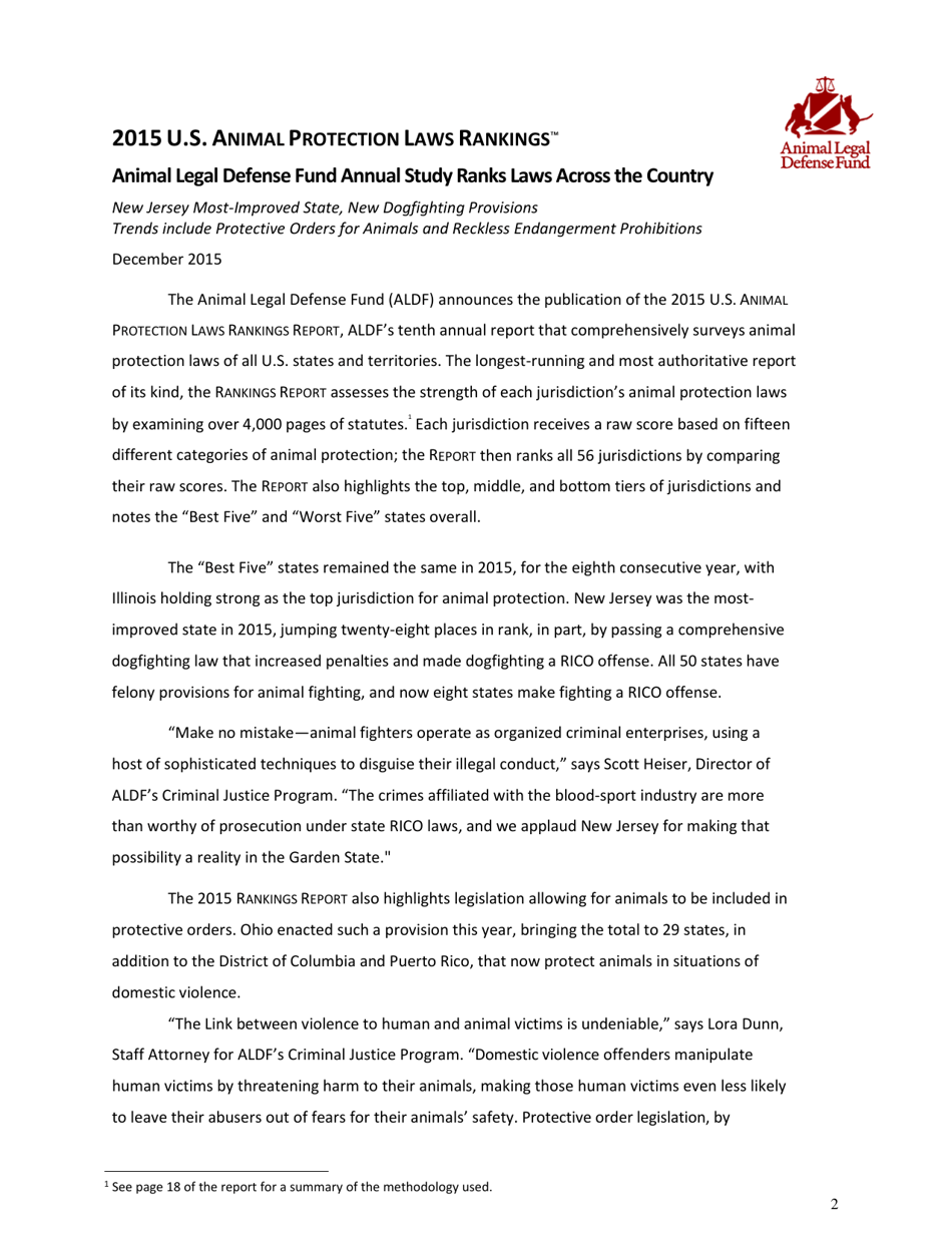 U.S. Animal Protection Laws Rankings: Comparing Overall Strength  Comprehensiveness - Animal Legal Defense Fund, Page 3