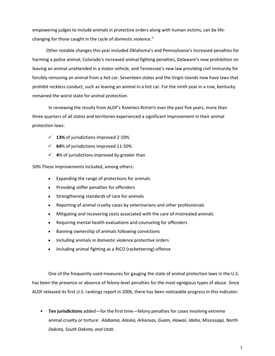 U.S. Animal Protection Laws Rankings: Comparing Overall Strength  Comprehensiveness - Animal Legal Defense Fund, Page 4