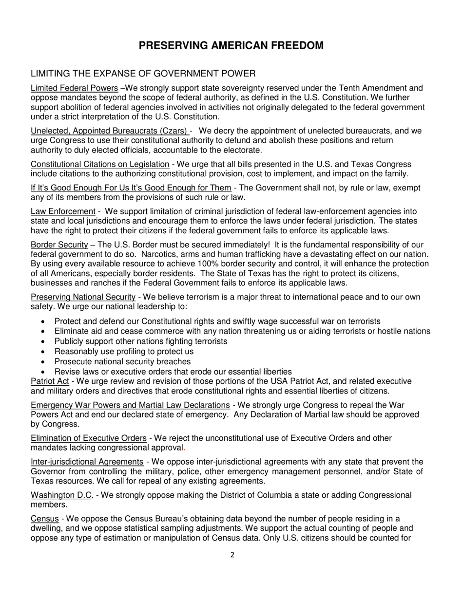 Report of Platform Committee - Republican Party of Texas, Page 10