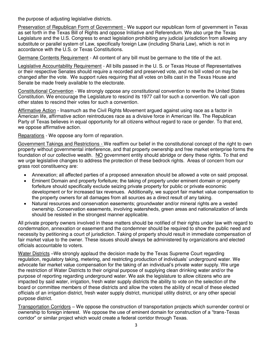 Report of Platform Committee - Republican Party of Texas, Page 11