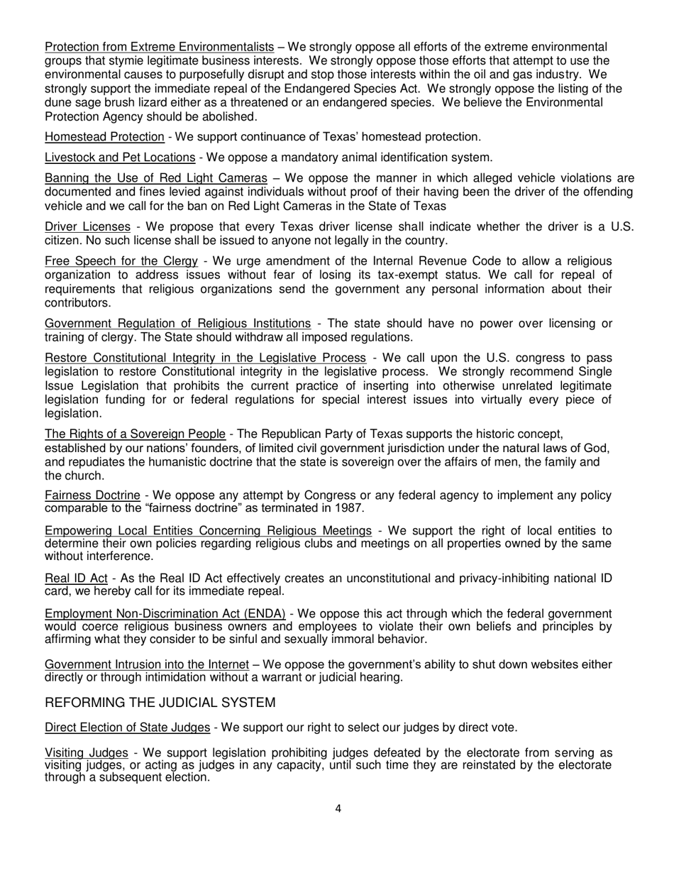 Report of Platform Committee - Republican Party of Texas, Page 12