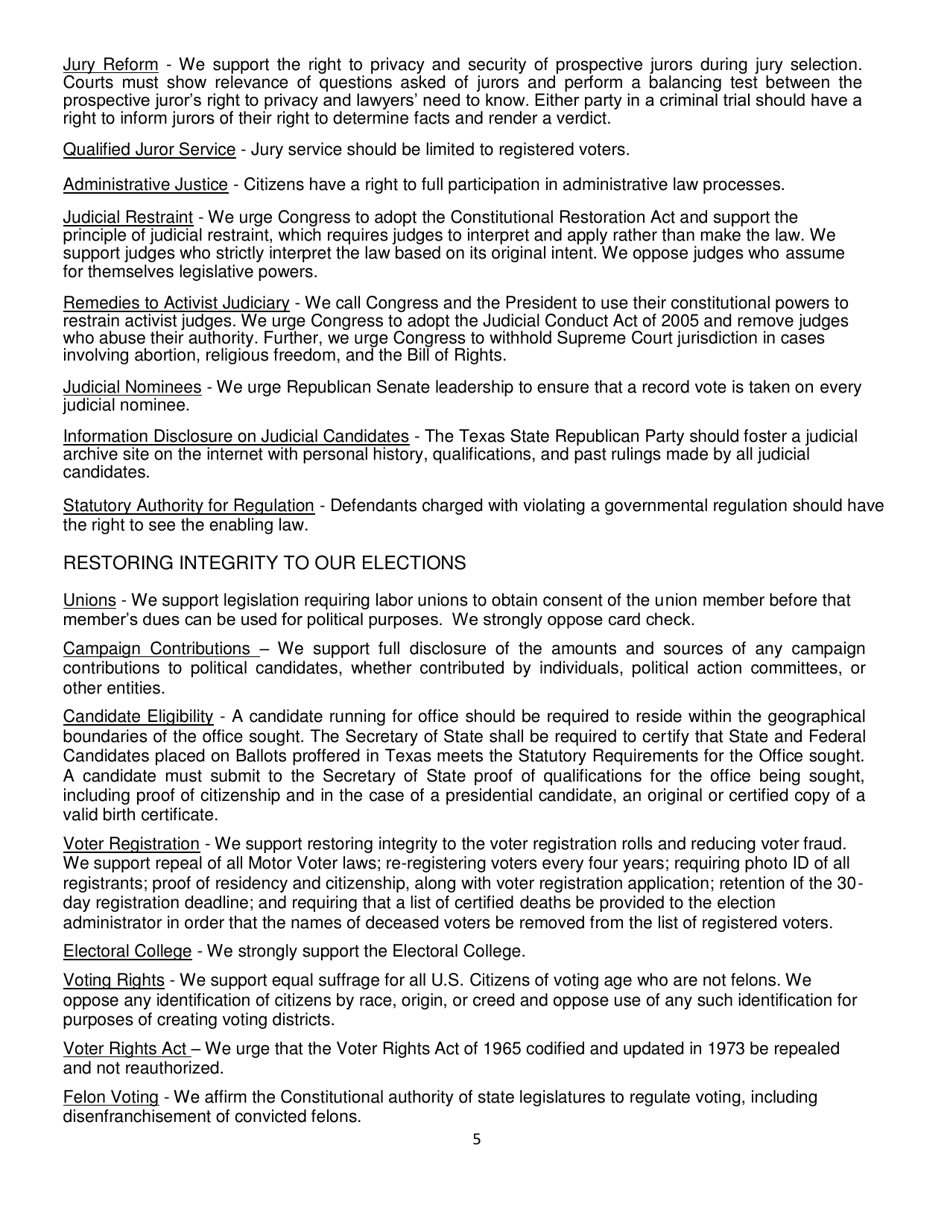 Report of Platform Committee - Republican Party of Texas, Page 13