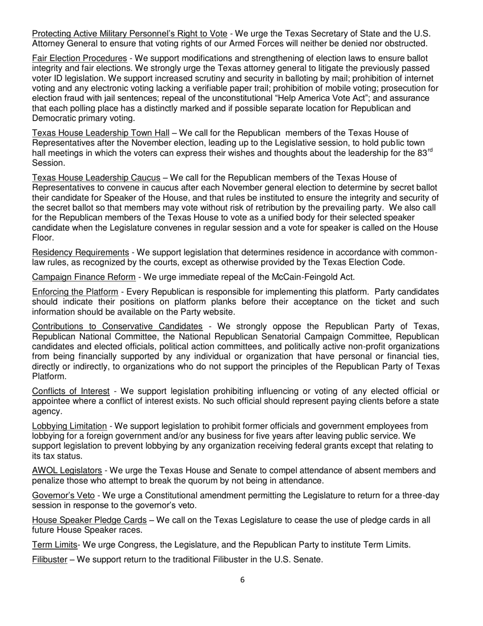 Report of Platform Committee - Republican Party of Texas, Page 14