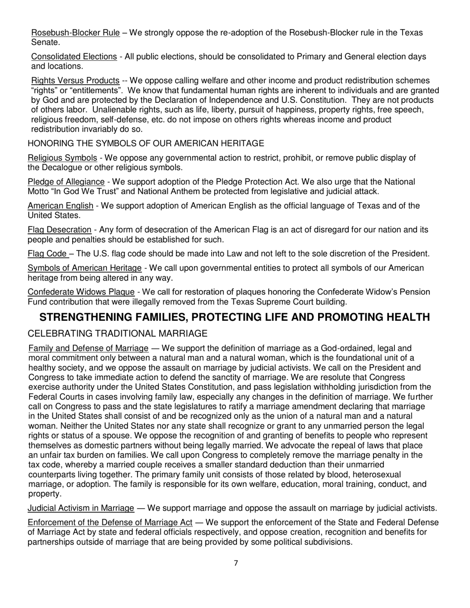 Report of Platform Committee - Republican Party of Texas, Page 15