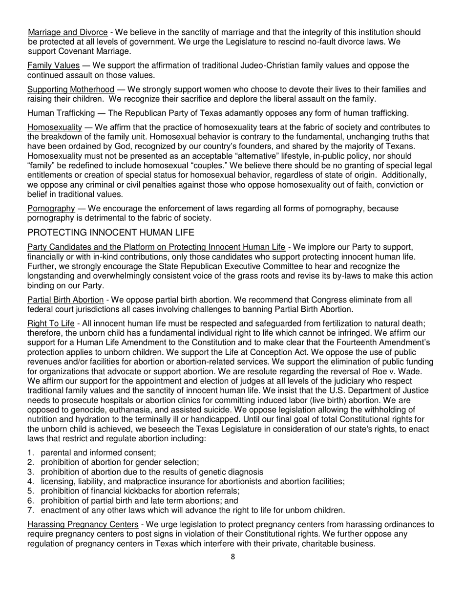 Report of Platform Committee - Republican Party of Texas, Page 16