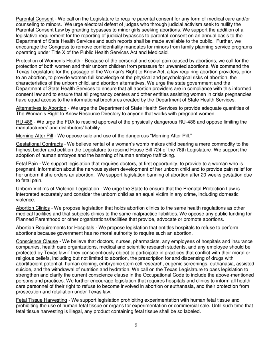 Report of Platform Committee - Republican Party of Texas, Page 17