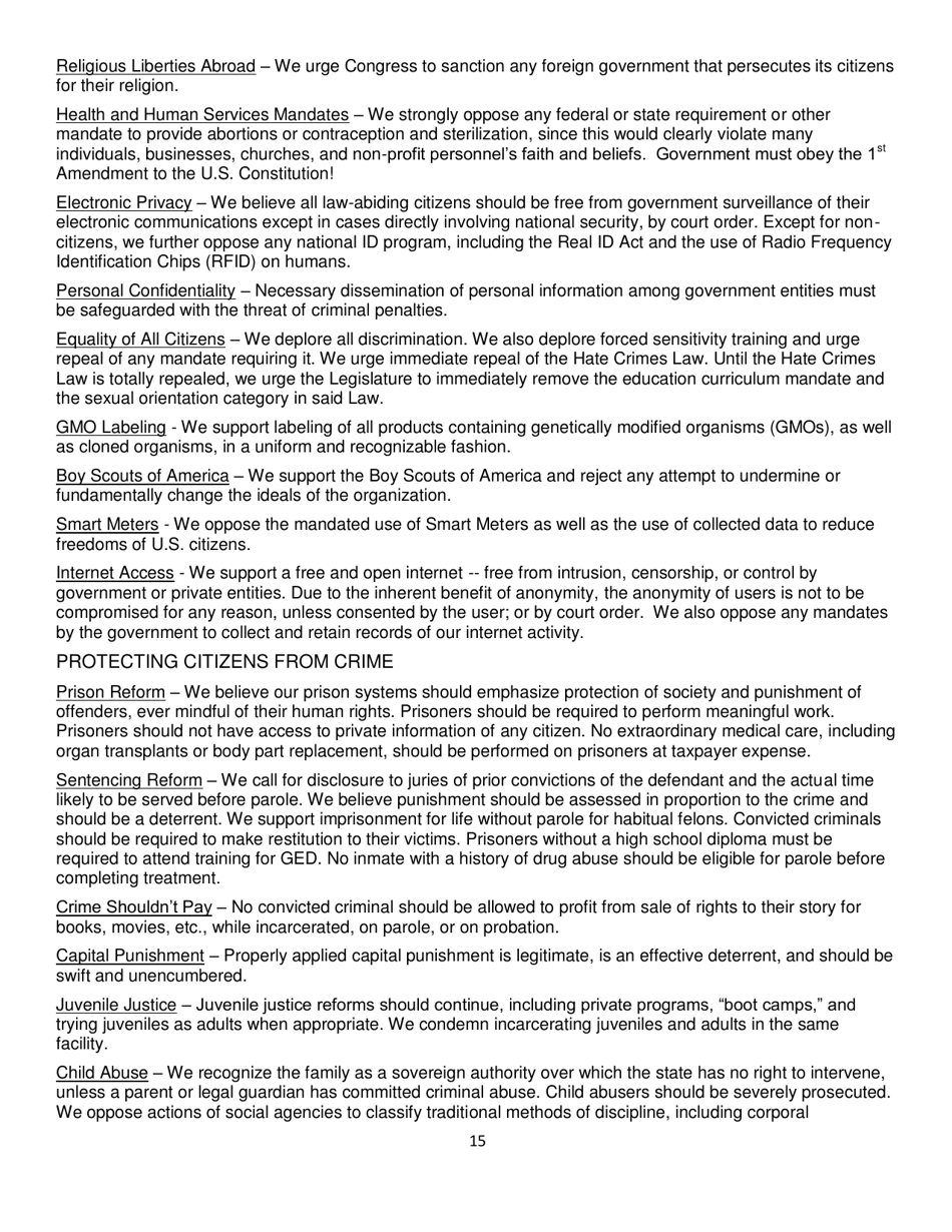 Report of Platform Committee - Republican Party of Texas, Page 23