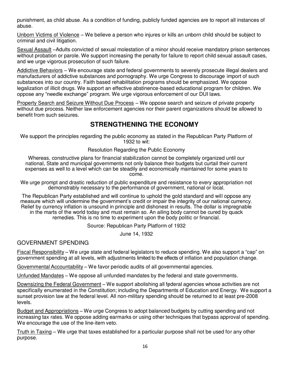 Report of Platform Committee - Republican Party of Texas, Page 24