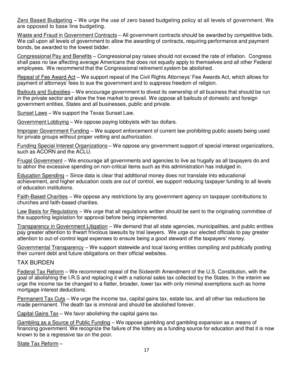 Report of Platform Committee - Republican Party of Texas, Page 25