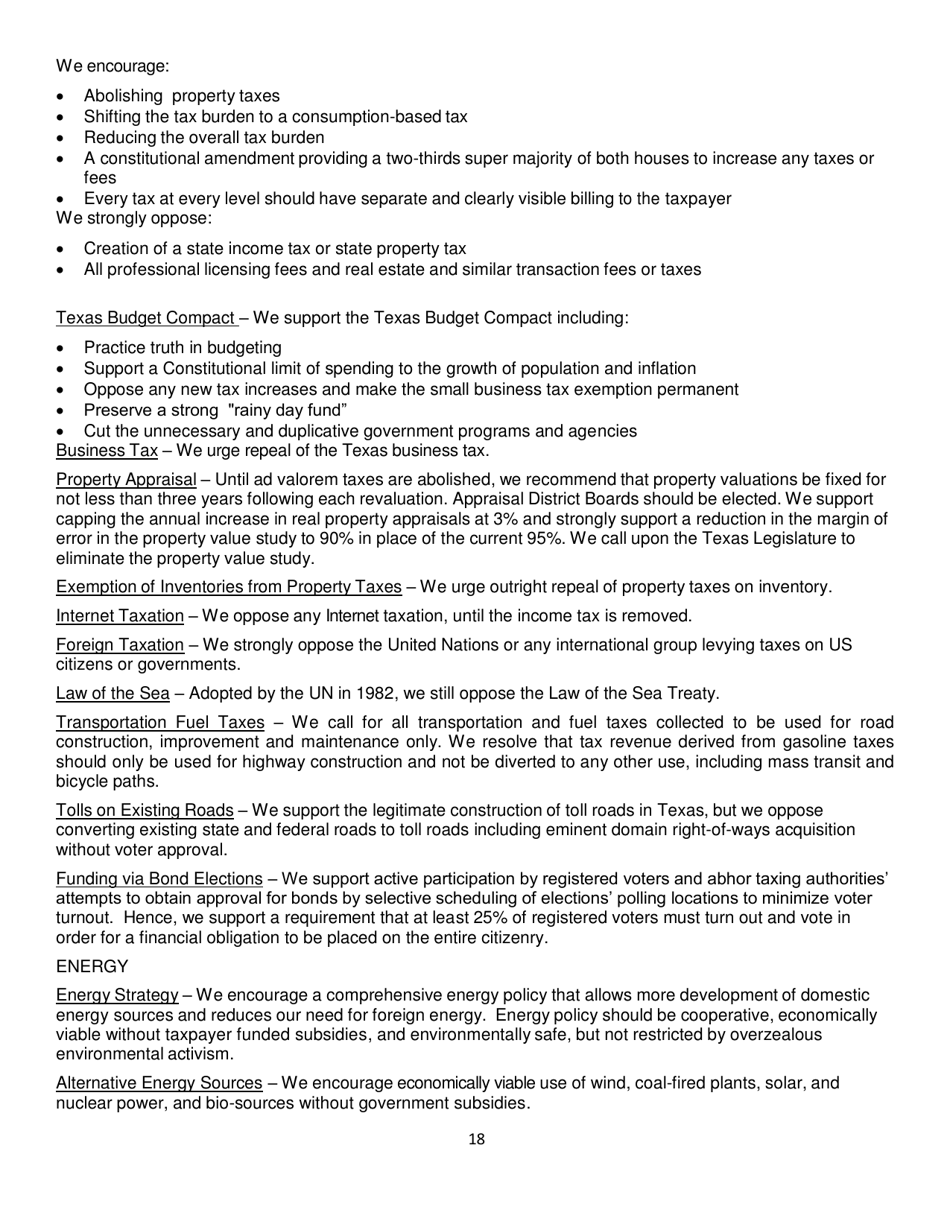 Report of Platform Committee - Republican Party of Texas, Page 26