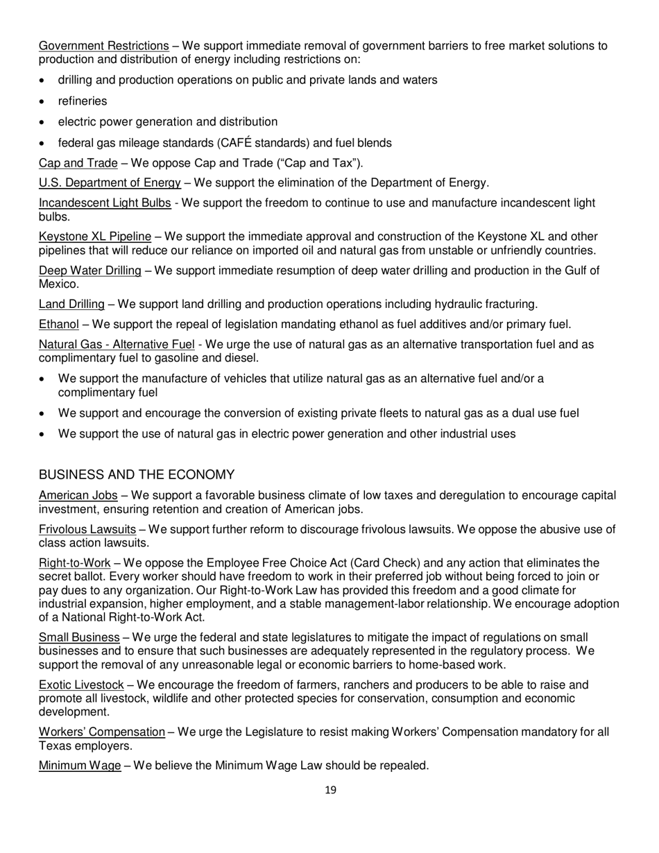 Report of Platform Committee - Republican Party of Texas, Page 27