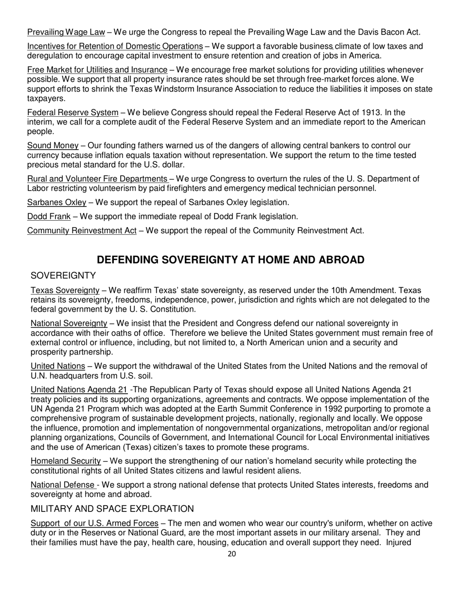Report of Platform Committee - Republican Party of Texas, Page 28