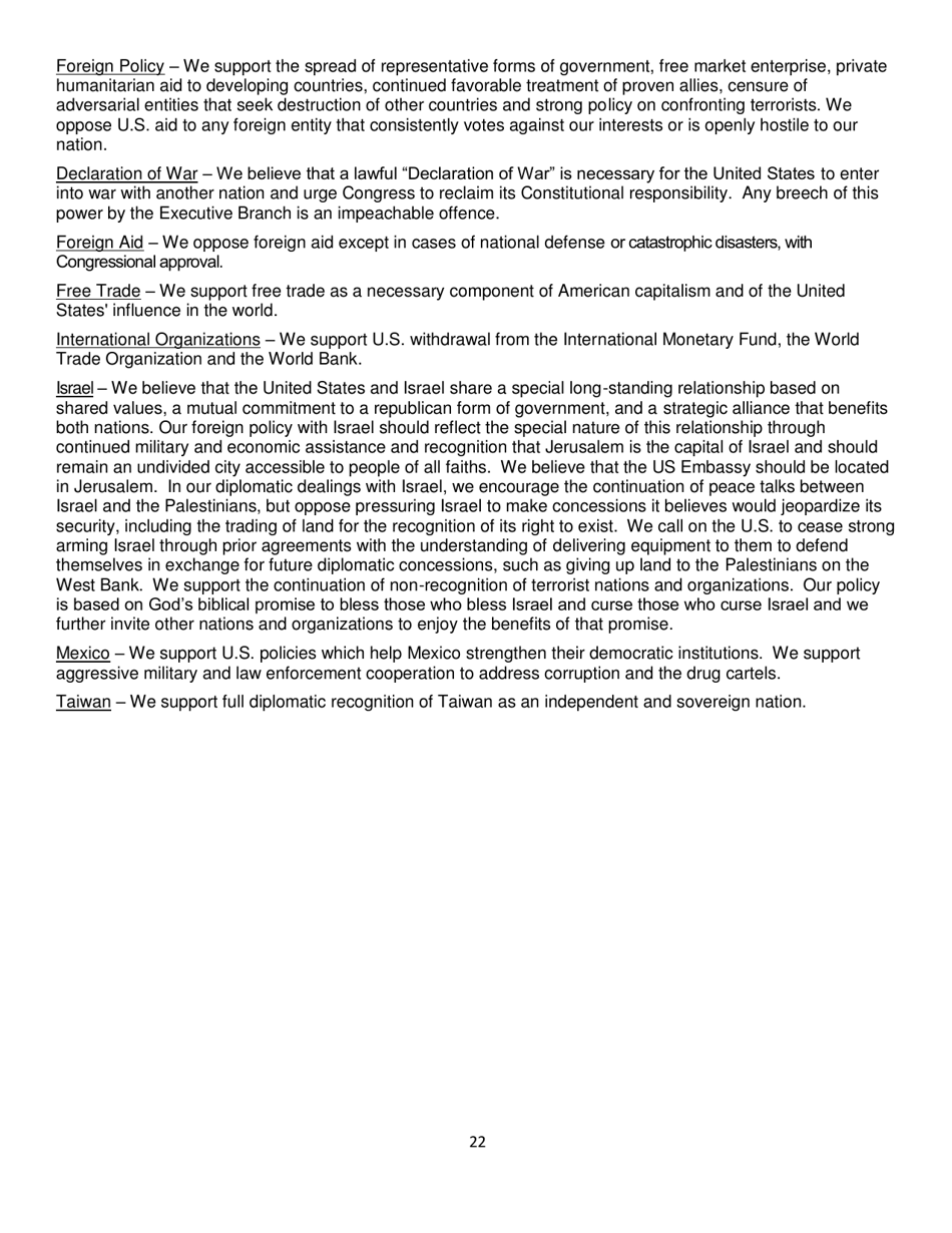 Report of Platform Committee - Republican Party of Texas, Page 30