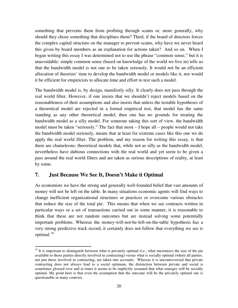 Chameleons: the Misuse of Theoretical Models in Finance and Economics - Paul Pfleiderer, Stanford University, Page 21