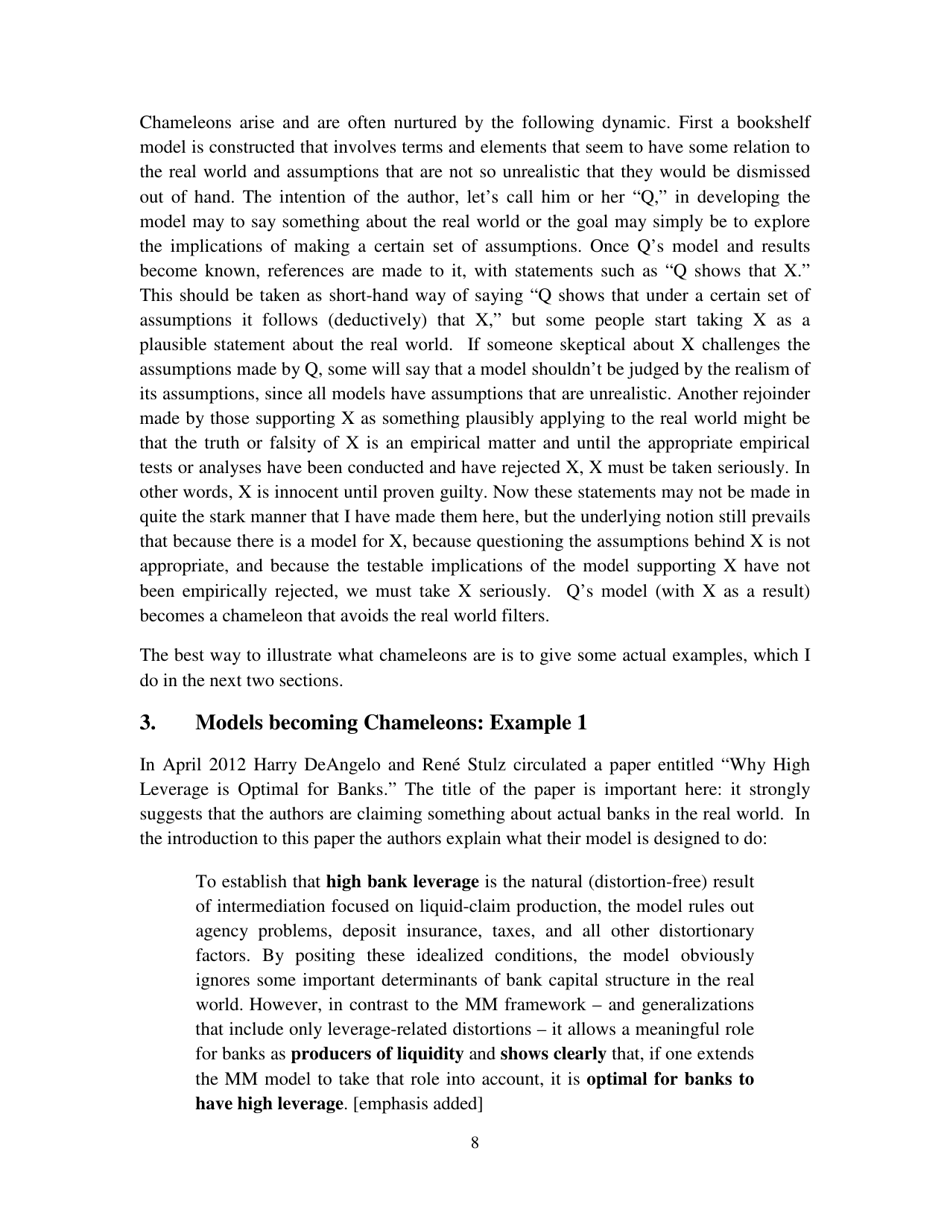 Chameleons: the Misuse of Theoretical Models in Finance and Economics - Paul Pfleiderer, Stanford University, Page 9