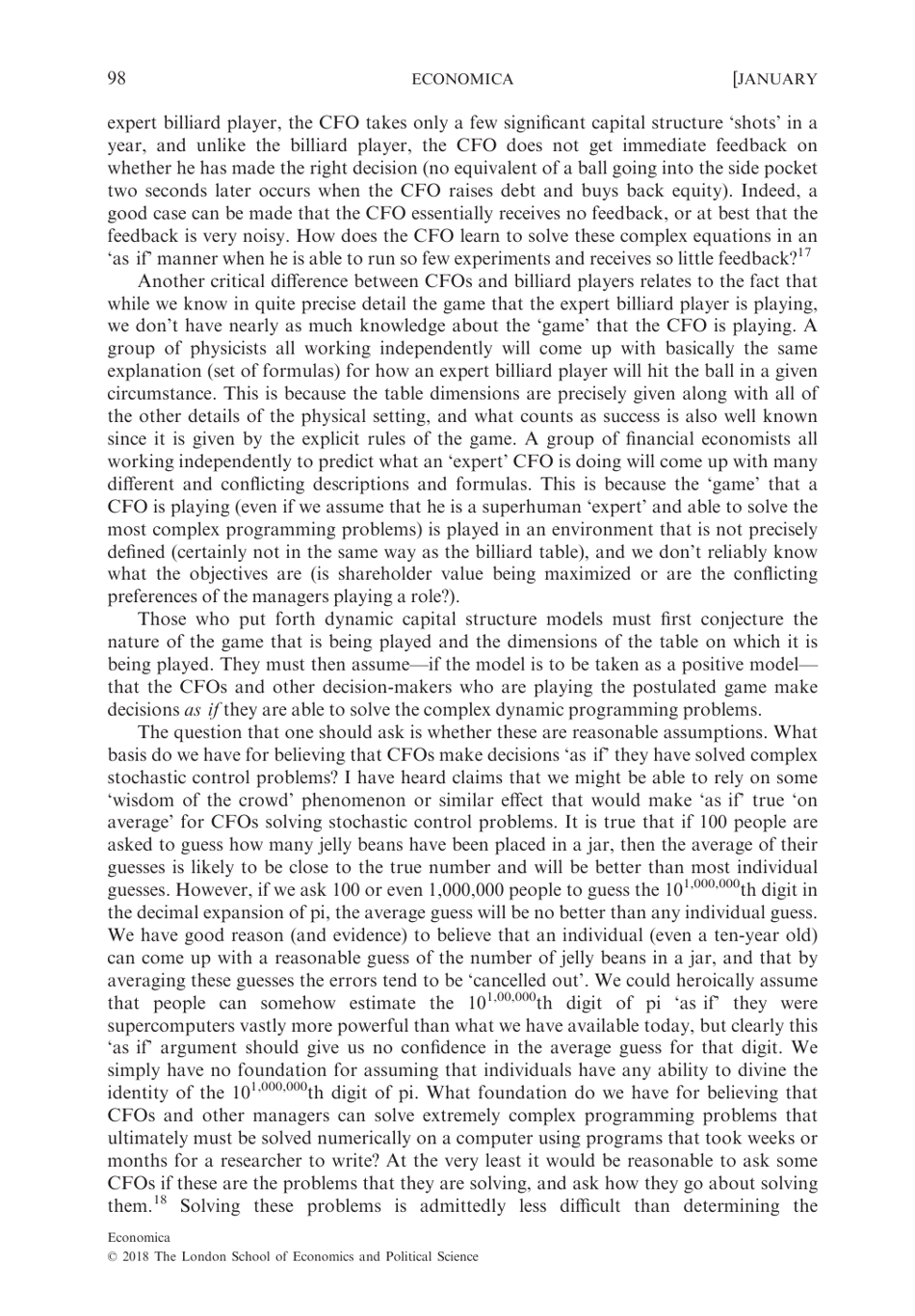 Chameleons: the Misuse of Theoretical Models in Finance and Economics - Paul Pfleiderer, Stanford University, Page 18
