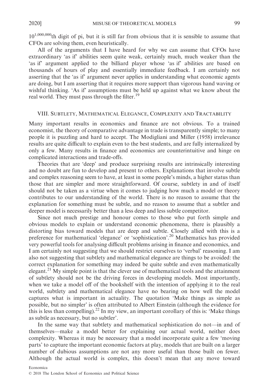 Chameleons: the Misuse of Theoretical Models in Finance and Economics - Paul Pfleiderer, Stanford University, Page 19