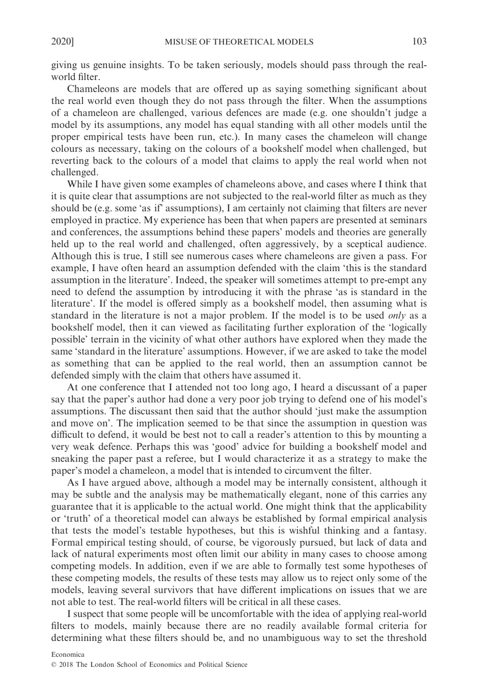 Chameleons: the Misuse of Theoretical Models in Finance and Economics - Paul Pfleiderer, Stanford University, Page 23