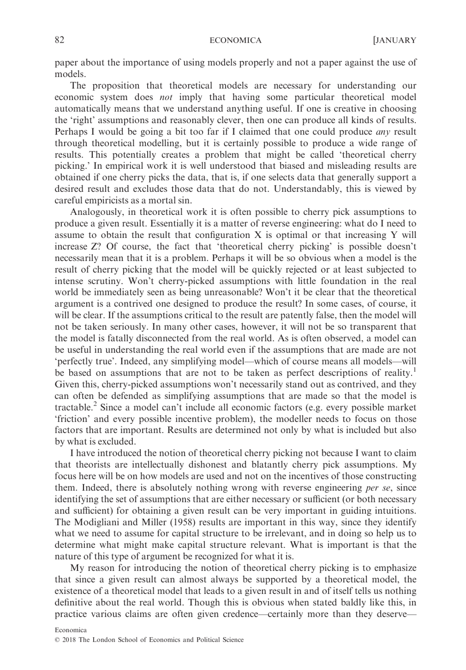 Chameleons: the Misuse of Theoretical Models in Finance and Economics - Paul Pfleiderer, Stanford University, Page 2