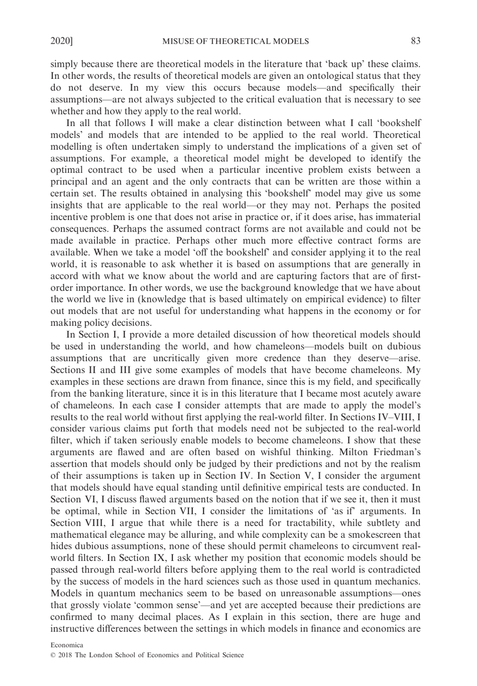 Chameleons: the Misuse of Theoretical Models in Finance and Economics - Paul Pfleiderer, Stanford University, Page 3