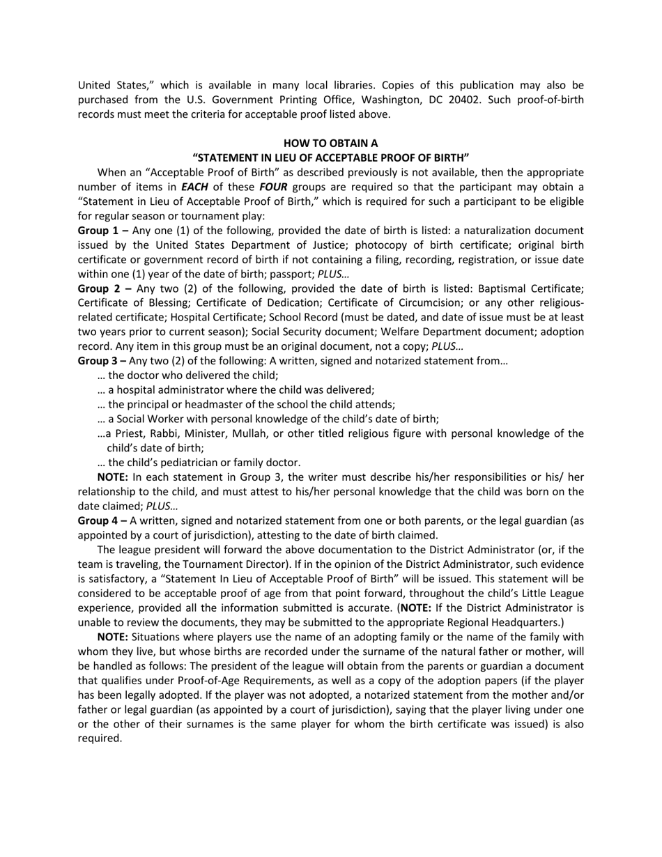 Residence Eligibility Requirements - Little League, Page 4