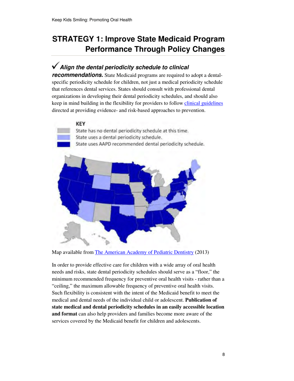 Keep Kids Smiling: Promoting Oral Health Through the Medicaid Benefit for Children  Adolescents, Page 11