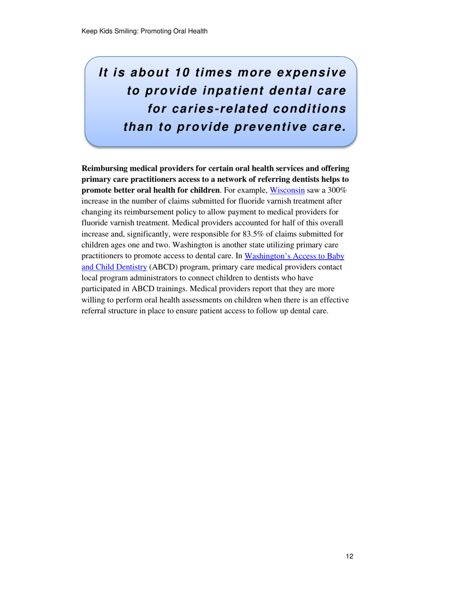 Keep Kids Smiling: Promoting Oral Health Through the Medicaid Benefit for Children  Adolescents, Page 15