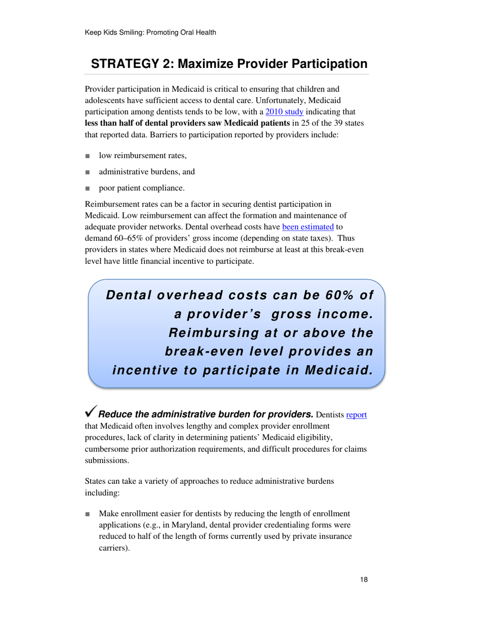 Keep Kids Smiling: Promoting Oral Health Through the Medicaid Benefit for Children  Adolescents, Page 21