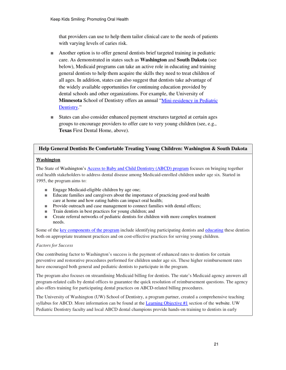 Keep Kids Smiling: Promoting Oral Health Through the Medicaid Benefit for Children  Adolescents, Page 24