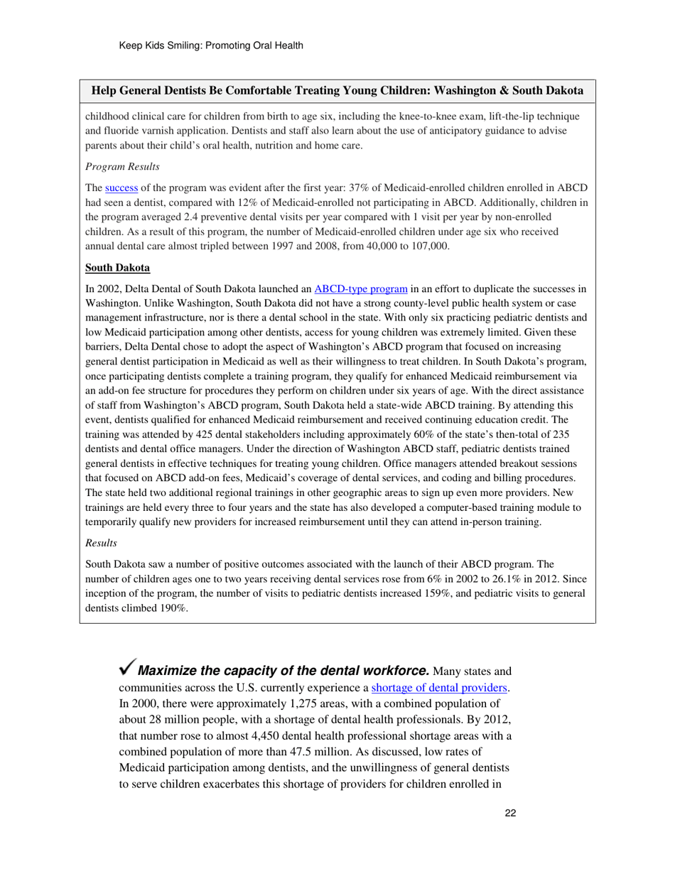 Keep Kids Smiling: Promoting Oral Health Through the Medicaid Benefit for Children  Adolescents, Page 25