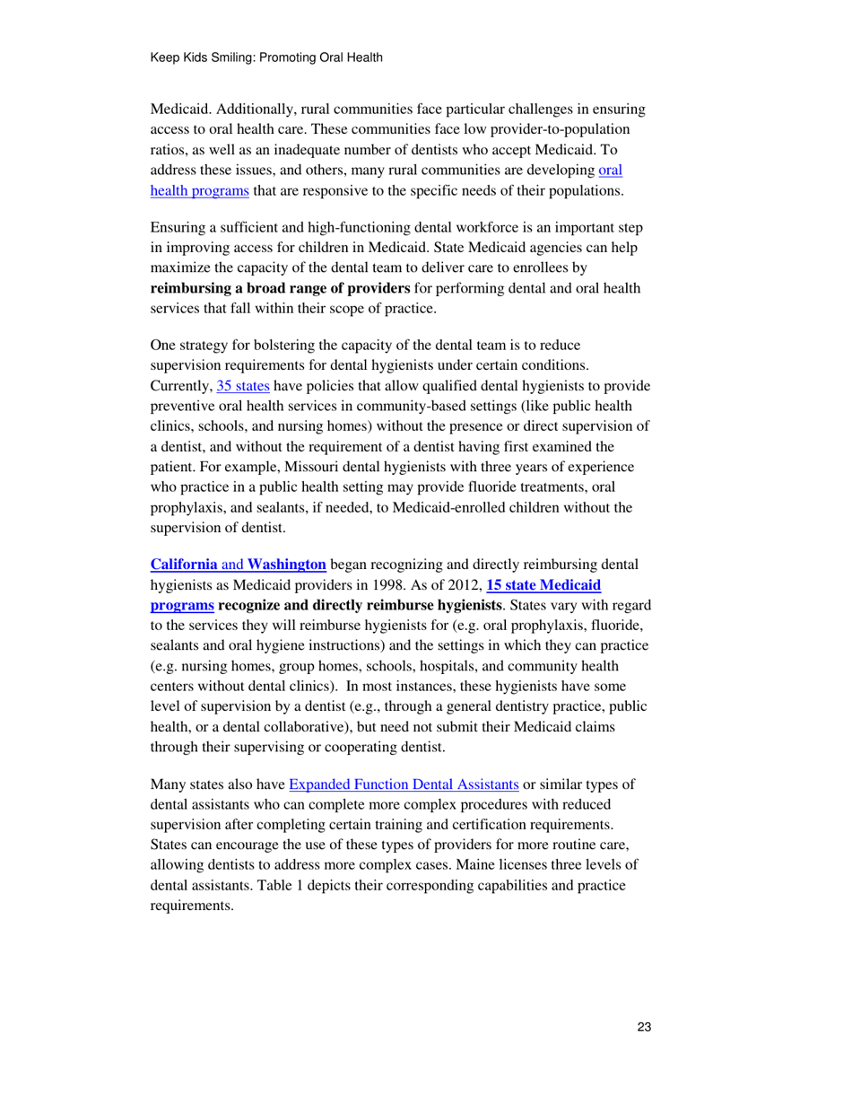 Keep Kids Smiling: Promoting Oral Health Through the Medicaid Benefit for Children  Adolescents, Page 26