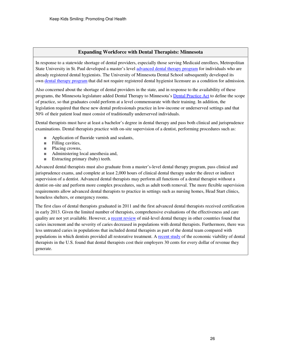 Keep Kids Smiling: Promoting Oral Health Through the Medicaid Benefit for Children  Adolescents, Page 29