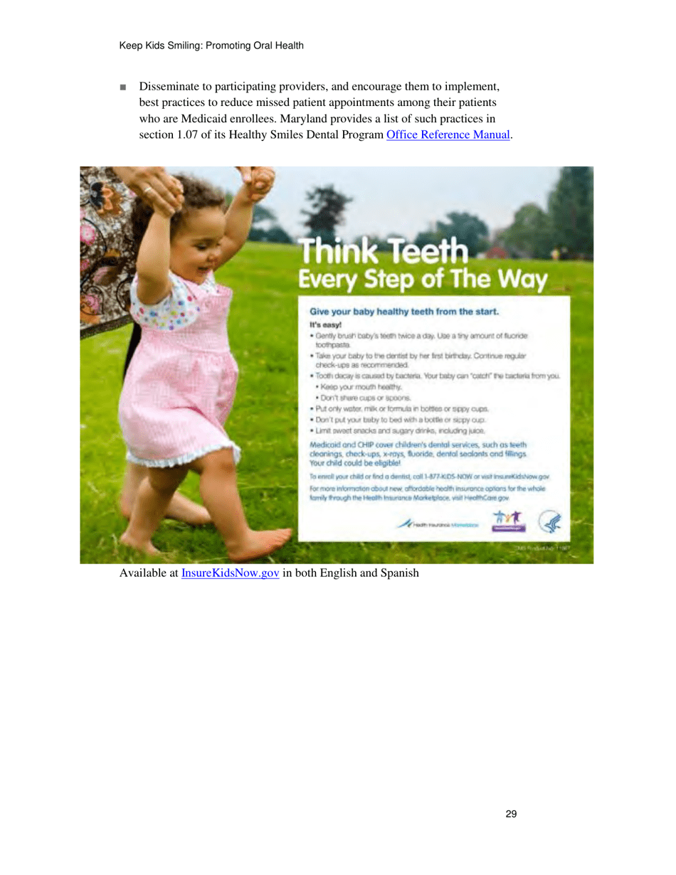 Keep Kids Smiling: Promoting Oral Health Through the Medicaid Benefit for Children  Adolescents, Page 32