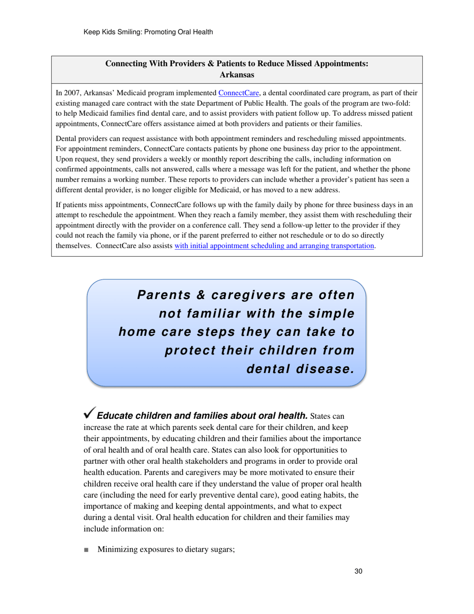 Keep Kids Smiling: Promoting Oral Health Through the Medicaid Benefit for Children  Adolescents, Page 33