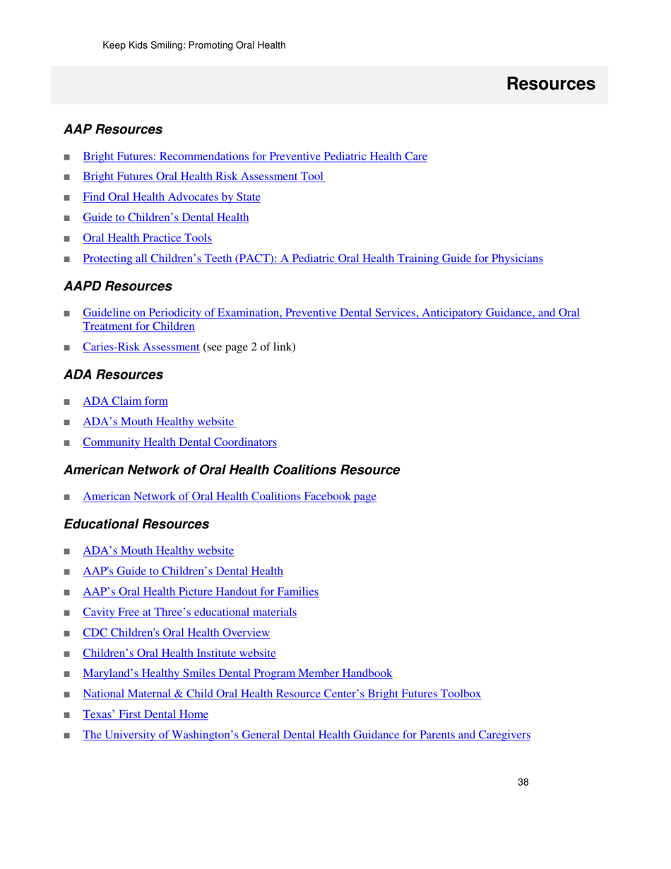 Keep Kids Smiling: Promoting Oral Health Through the Medicaid Benefit for Children  Adolescents, Page 41
