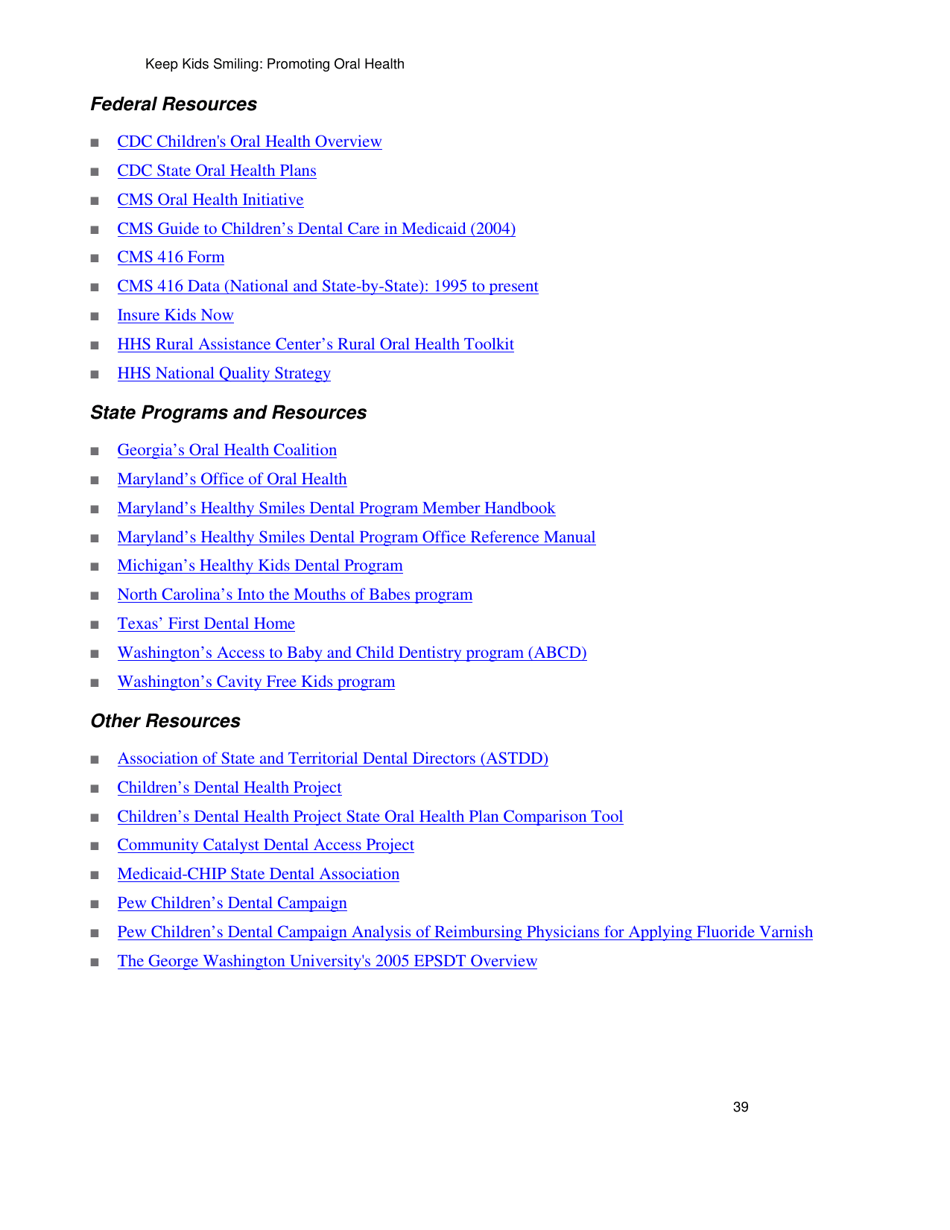 Keep Kids Smiling: Promoting Oral Health Through the Medicaid Benefit for Children  Adolescents, Page 42