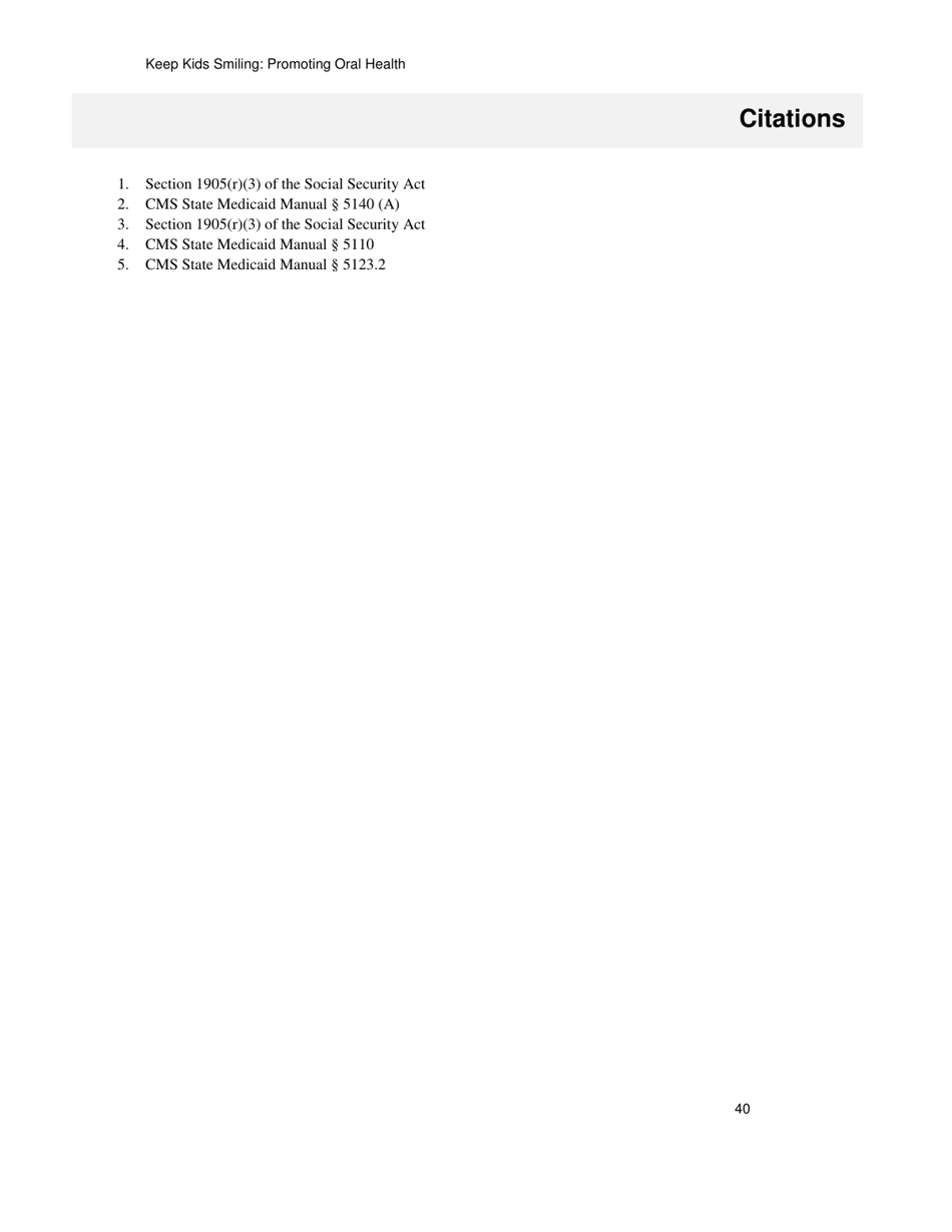 Keep Kids Smiling: Promoting Oral Health Through the Medicaid Benefit for Children  Adolescents, Page 43