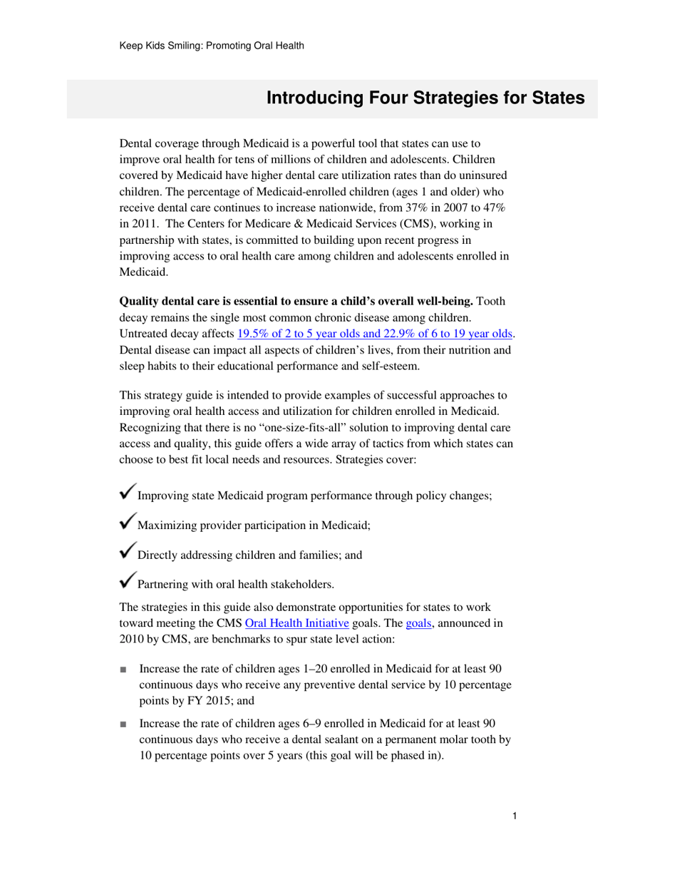Keep Kids Smiling: Promoting Oral Health Through the Medicaid Benefit for Children  Adolescents, Page 4